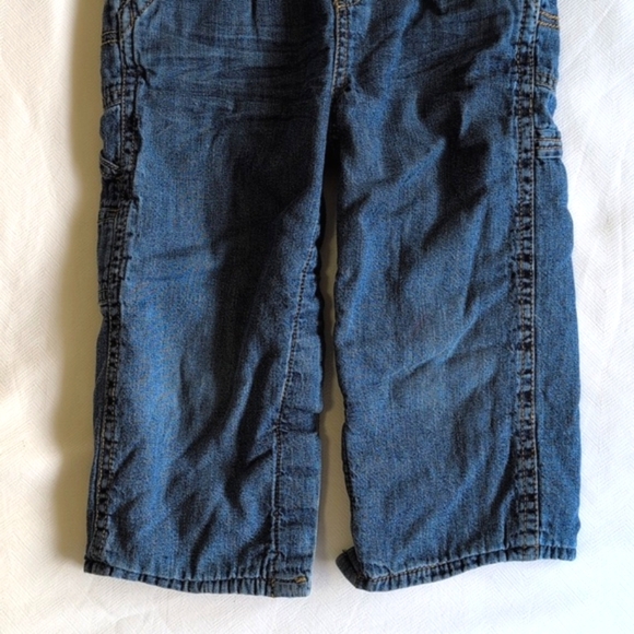 oshkosh b'gosh vestbak fleece lined denim jeans overalls 24 months baby boy - Picture 3 of 7